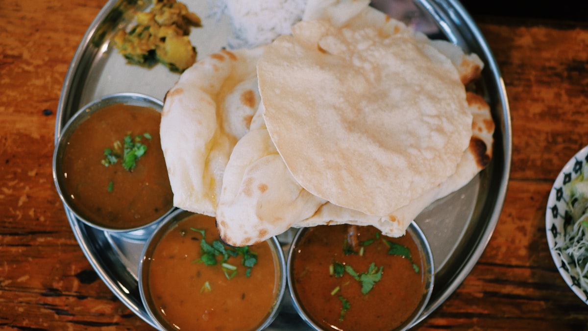 Papadams served with curries